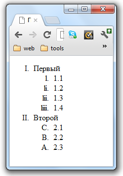 Нумерованный HTML список. Пример использования тега <li>