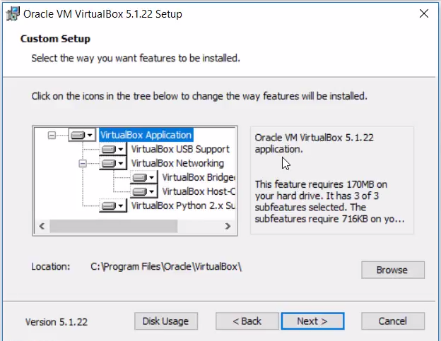 Третий шаг установки Oracle VirtualBox на Windows