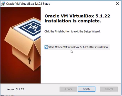 Завершение установки Oracle VirtualBox на Windows