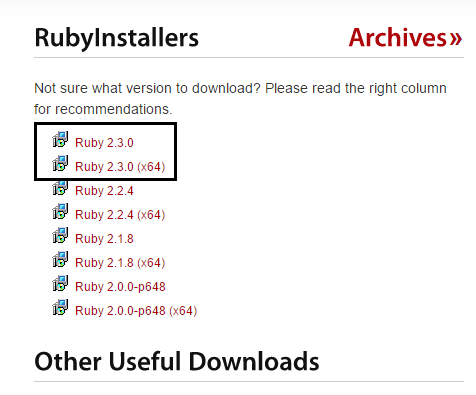 Скачиваем Ruby, чтобы установить SASS компилятор на Windows