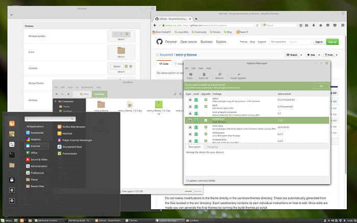Интерфейс Linux Mint с KDE SC в качестве графической оболочки