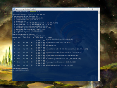 Команда pathping в Windows. Стандартная сетевая утилита, позволяющая проверить потери пакетов в Интернете