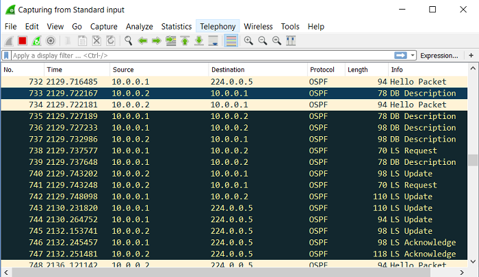 1.9 Процесс обмена маршрутной информацией в OSPF